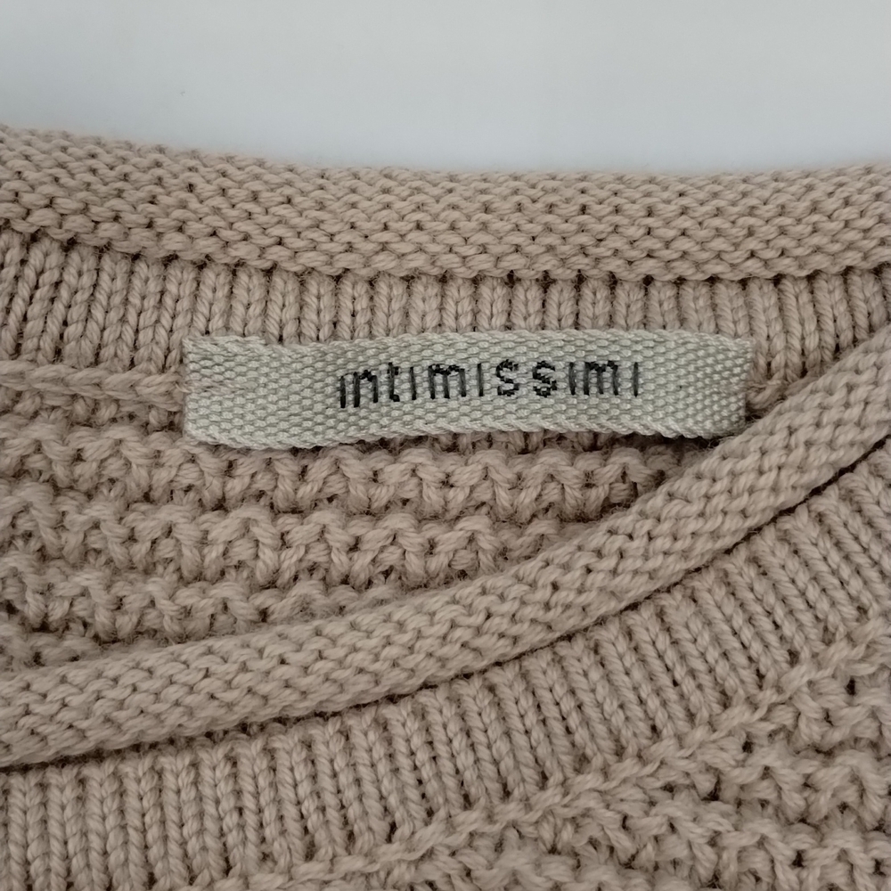 INTIMISSIMI Sweater Dress Knit Size Large zip back beige tan crochet - Picture 11 of 12
